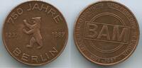 Deutschland Bundesrepublik Berlin Kupfermedaille G15797 - 750 Jahre Berlin 1237-1987 - BAM Materialforschung und Prüfung Berlin -