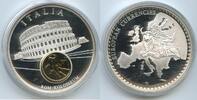 Italien Republik Medaille mit 50 Lire Inlay vergoldet GY035 - Inlay-Gedenkprägung Kolosseum Rom -
