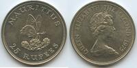25 Rupees Silber 1975 Mauritius M#2098 - Schmetterling Queen Elizabeth II. Fast unzirkuiert, leicht angelaufen