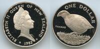 One Dollar Silber 1982 Neuseeland G0171 - Native Bird Takahe - Queen Elizabeth II. New Zealand Polierte Platte