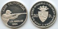 20 Diners Silber 1984 Andorra M#5014 - XXIII Summer Olympics Games Los Angeles - Joan Martí i Alanis Polierte Platte, leichte Kratzer