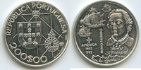 Portugal 200 Escudos Silber M#8098 - Sailing to the West - New World America - Columbus -