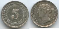 Straits Settlements Singapur Malaysia 5 Cents Silber M#6707 - Queen Victoria 1837-1901 British Crown colony -