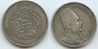 10 Qirsh (10 Piastres) Silber AH1341 H (1923) Ägypten H0637 - König Fuad I. (Civic Attire) Egypt Sehr Schön