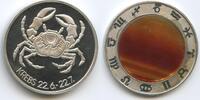 Silbermedaille nd. Deutschland M#7323 - Sternzeichen Krebs mit Applikation Fast Unzirkuliert