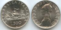 Italien Republik 500 Lire Silber M#7600 - Christopher Columbus's ships, Nina, Pinta, Santa Maria - Italy Italia -