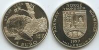 Norwegen Norge 5 Euro Medaille PA797 - Biber Castor Fiber - Millenium -