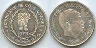 10 Francs Silber 1966 Elfenbeinküste G16229 - Elefant - Félix Houphouët-Boigny - Côte d.Ivoire Polierte Platte, leicht angelaufen, Fleckig