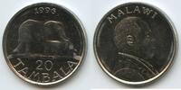 Malawi Republik 20 Tambala G1197 - Elefant - Elephant cow with calf. - President Bakili Muluzi -