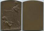 Große Bronzeplakette einseitig 1900 Frankreich Paris - Österreich Kaiserreich A294 - Auf die Teilnahme Österreichs an der Weltausstellung in Pari...