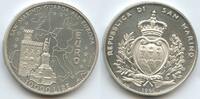 10.000 Lire Silber 1996 R San Marino GS975 - E U R O Euroeinführung - Parlamentsgebäude und Europakarte Polierte Platte, leicht angelaufen