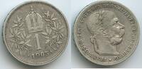 Österreich Kaiserreich 1 Corona (Krone) Silber G5779 - Kaiser Franz Joseph I. 1848-1916 Austria -
