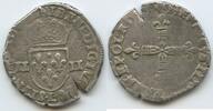 1/4 Ecu Silber 1589-1610 L Bayonne Frankreich M#3390 - Henri IV. 1589-1610 France Sehr schön, Schrötlingsfehler - Riss über Datum