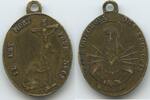 Religiöse Medaille Frankreich Alte Wallfahrtsmedaille Pilgermedaille M#8519 - Hl. Jungfrau Maria sieben Schwertern durchbohrtes Herz - Jesus am Kreuz -