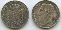 50 Centimes Silber 1886 Belgien Königreich M#6678 - Der Belgen RAR Leopold II. 1865-1909 Belgique Belgium Fast unzirkuiert, tolle Patina