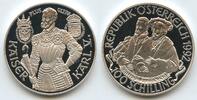 100 Schilling Silber 1992 Österreich 2.Republik PA119 - Kaiser Karl V. Austria Polierte Platte