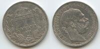 Ungarn Kaiserreich 1 Korona (Krone) Silber G5798 - Kaiser Franz Joseph I. 1848-1916 Hungary -
