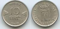 Norwegen 10 Öre (10 Øre) Silber G4900 - Haakon VII. 1905-1957 Norge Norway -