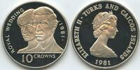 Turks & Caicos 10 Crowns Silber GS337 - Hochzeit Charles & Diana Royal Wedding -