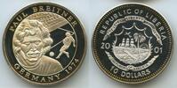 Liberia 10 Dollars Silber GS041 - Paul Breitner Germany 1974 Fußballnationalspieler Deutschland -