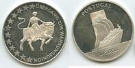 Portugal Silbermedaille Europropaganda M382 - Lisboa Lissabon Übergang zur Währungsunion -