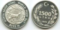 Türkei 1500 Lira Silber H0179 - Ziegen FAO World Food Day Turkey -