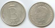 Belgien Königreich 250 Francs Silber GS848 - Des Belges - 25th Anniversary of Accession of Baudouin I. Belgium -