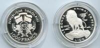 Togo République Togolaise 1000 Francs Silber GS030 - Löwe Lemonde Animal en Peril -