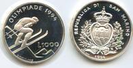 San Marino 1000 Lire Silber G7634 - Winter Olympics, Lillehammer Proof Olympia Schispringer -