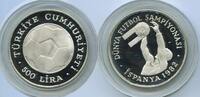 Türkei Republik 500 Lira Silber G0414 - Fussball WM Spanien 82 World Cup Football -