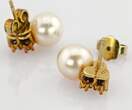 Ohrschmuck  Klassische Ohrstecker aus Gold mit Perlen und Diamanten | 585 / 3,6g