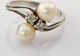 Ringe  Vintage Weißgoldring mit Perlen und Diamanten | 750 / 4,27g / Gr. 55