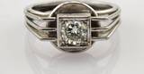 Ringe  Art-Déco-Weißgoldring aus Gold mit Diamant | 585 / 5,16g / Gr. 55