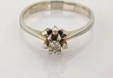 Ringe  Klassischer Weißgold-Solitärring mit Diamant | 750 / 2,39g / Gr. 50