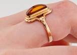 Ringe  Statement-Ring aus Gold mit Bernstein | 585 / 3,91g / Gr. 54