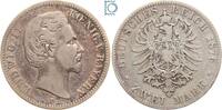 Kaiserreich 2 Mark BAYERN, 2 Mark 1876 D, König Ludwig II., Silber, Jäger 41 -