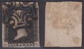 Großbritannien Großbritannien Nr. 1 gestempelt G-G Pl. 7 - One Penny Black vollrandig Prachstück! -