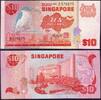 Papiergeld Asien 10 Dollars Singapur 10 Dollars 1976-1980 P#11b AU-UNC - Halsbandeisvogel 新加坡 சிங்கப்பூர் -