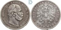 Kaiserreich  PREUSSEN, 5 Mark 1875 B, Wilhelm I., Jg. 97, Kursmünze F-VF