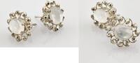 Ohrschmuck Silber Ohrstecker mit Mondstein im Stil der 1970er -