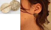 Ohrschmuck Moderne Ohrstecker aus Silber mit Blatt-Struktur -