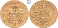Kaiserreich, 10 Mark Hamburg 1874 B, Stadtwappen, J.206 VF+
