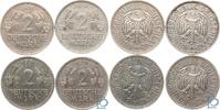 BRD Mark-Währung 4 x 2 Mark BRD - 2 DM 1951 DFG J komplett- Trauben und Ähren - Satz - Komplettsatz! -