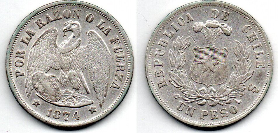 Chili Peso 1874 VF | MA-Shops