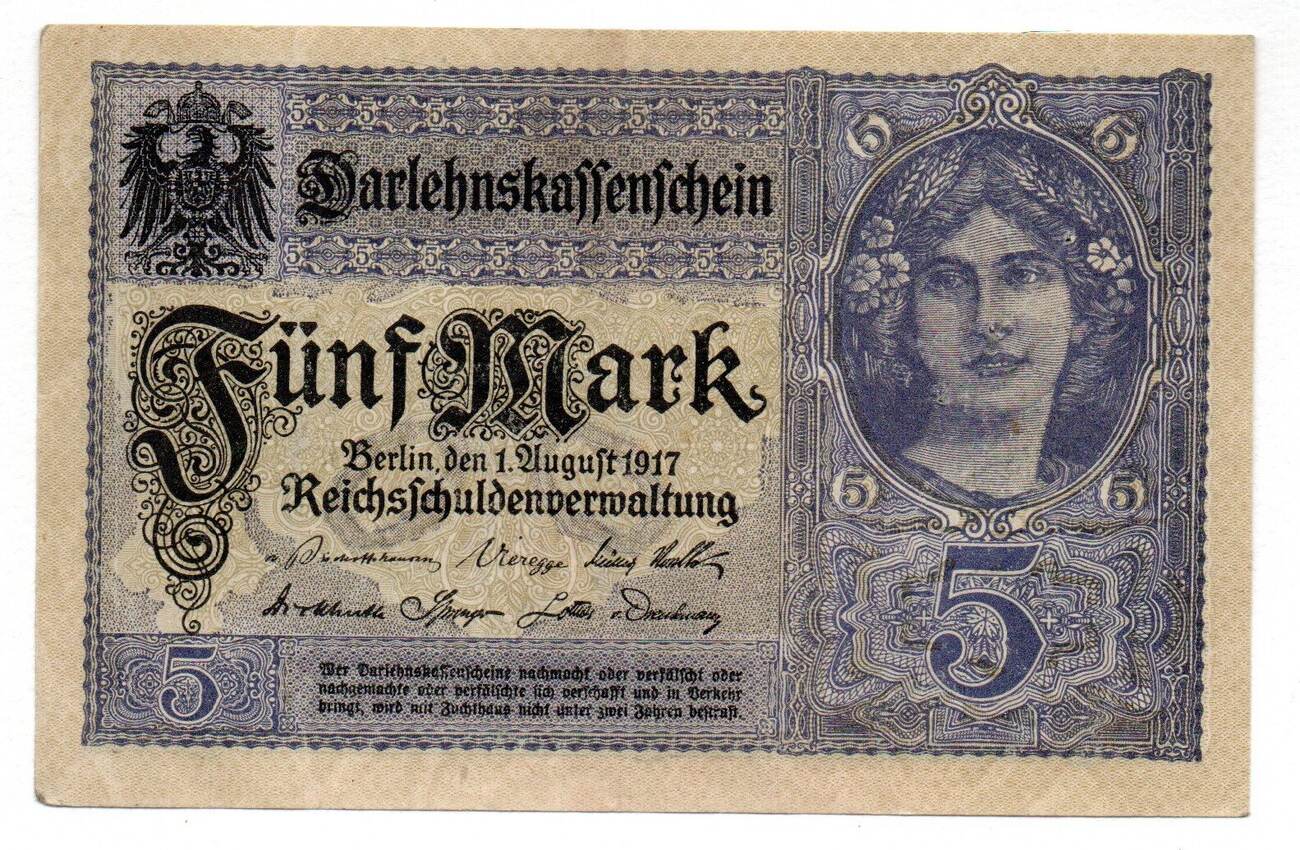 Allemagne Deutschland Germany 5 Mark 181917 EF