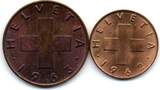 Suisse - Schweiz - Switzerland 1 + 2 Rappen 1962 AU