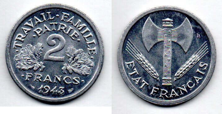 France - Frankreich 2 Francs 1943 AU | MA-Shops
