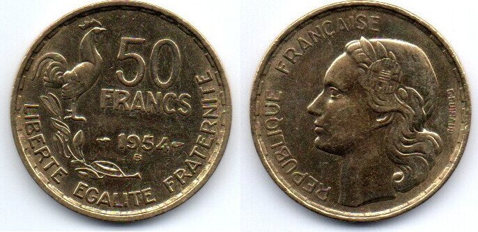 France Frankreich 50 Francs 1954 B F