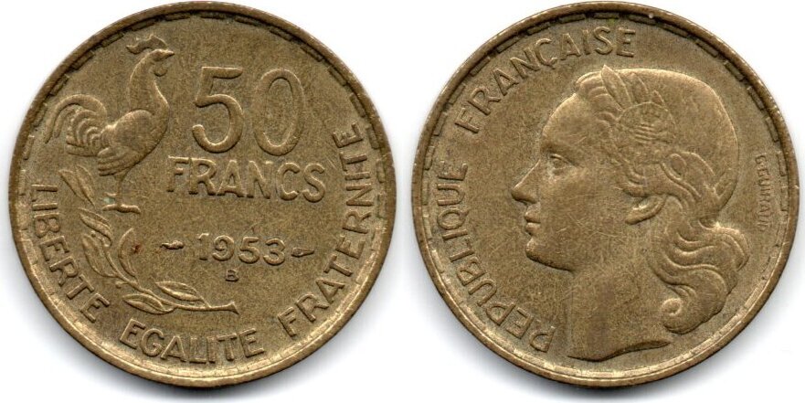 France Frankreich 50 Francs 1953 B EF MA Shops