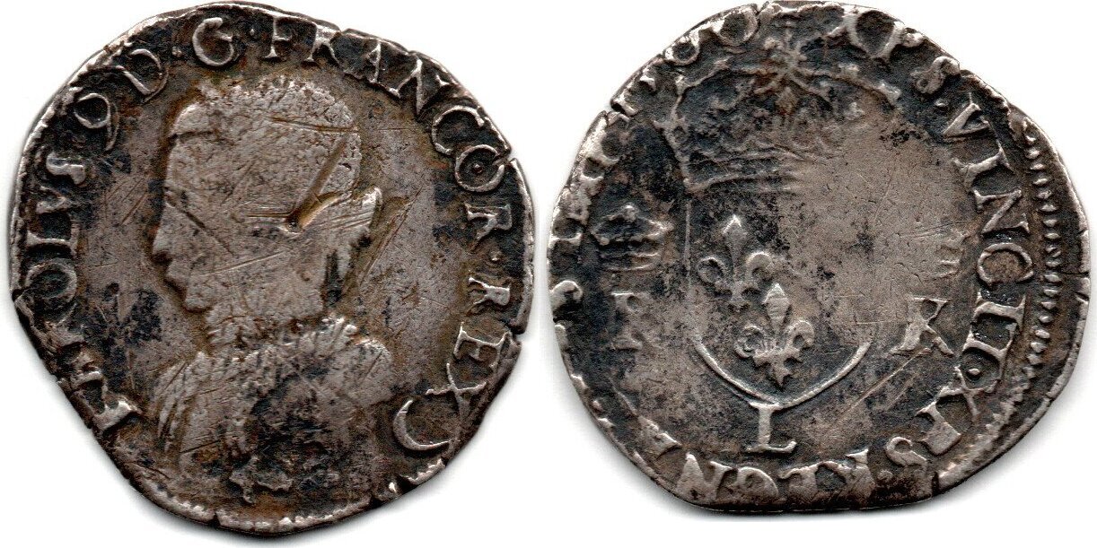 Teston D'argent 1564 L - Charles IX - Monnaie Royale Française - 2 K Couronnés